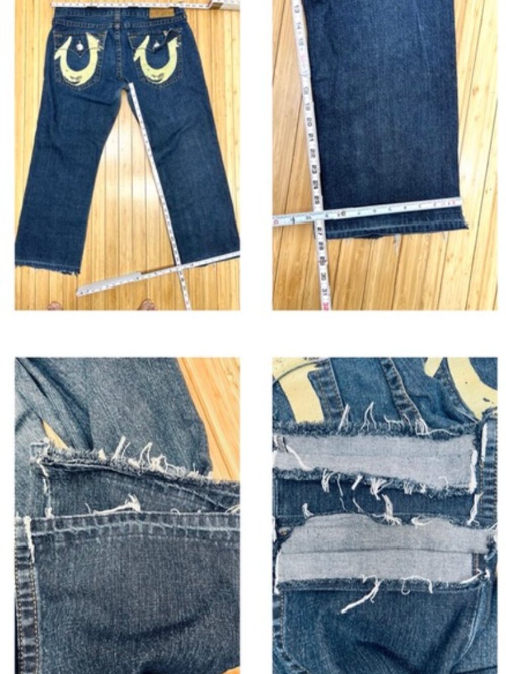 Y2K Baggy USA Made True Religion Men Blue Jeans 38" (Fit 40"x29") Raw Legs(84) - Picture 8 of 15